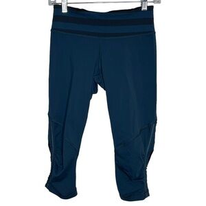 𝅺LULULEMON Athletica Run: For Your Life Crop Leggings Mesh Rushed Alberta Lake